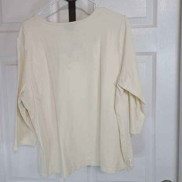 Koret Women's Quarter Sleeve Beadwork Blouse, Size: 1X Color: Cream - Picture 13 of 14